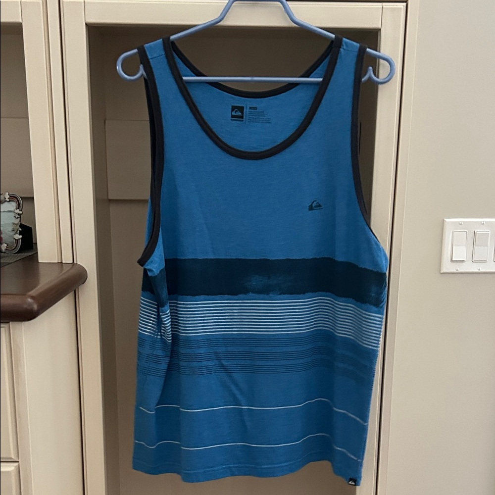 Quiksilver Men's Striped Blue Tank Top